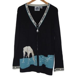 The cutest Storybook Knits Giraffe🦒 zippered sweater. Giraffe is embroidered